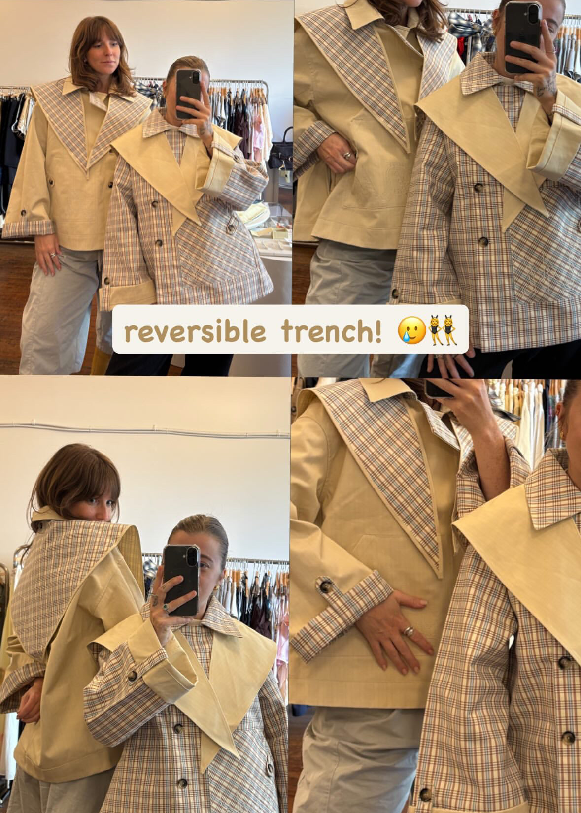 DAReversible Jerry Crop Trench Coat | Ginger Check | SIISTA