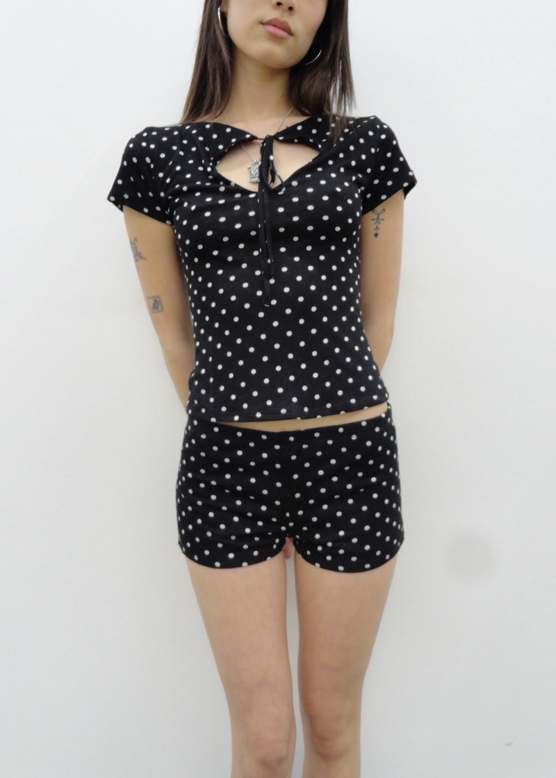 Cleo Hot Shorts | Black Polka Dot