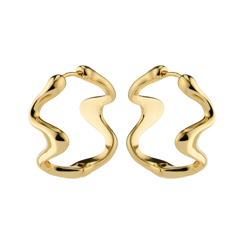 'Moon' Wavy Hoops | Gold-plated