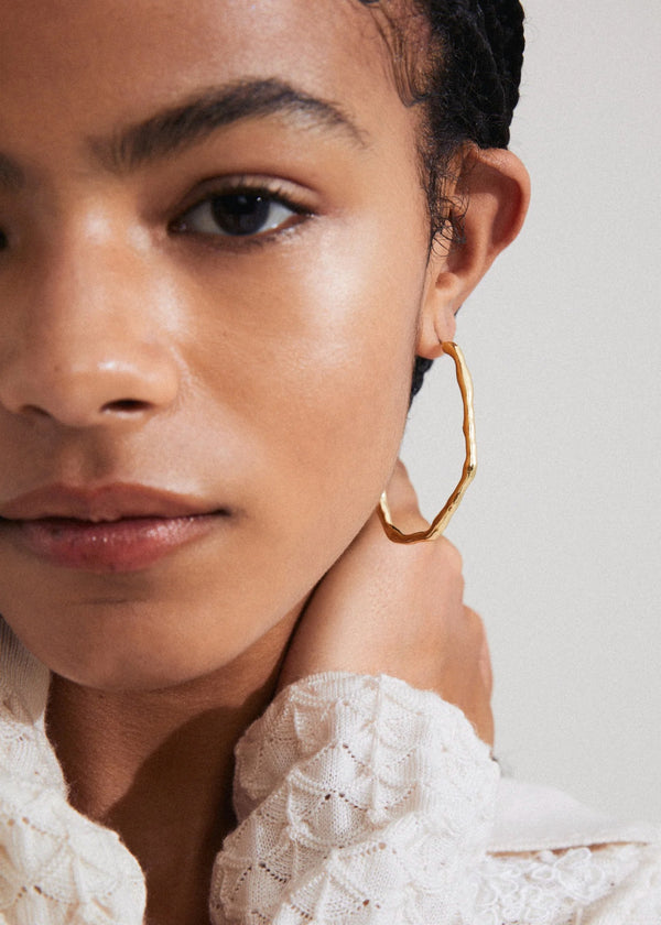 LIGHT Large Organic Hoops | Gold-Plated