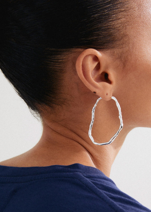 LIGHT Large Organic Hoops | Silver-Plated