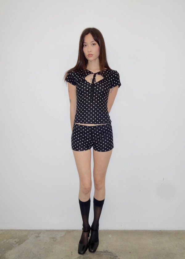 Cleo Hot Shorts | Black Polka Dot