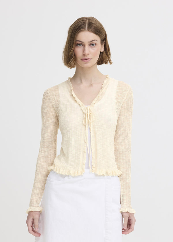 Sheer Knit Top with Ruffles