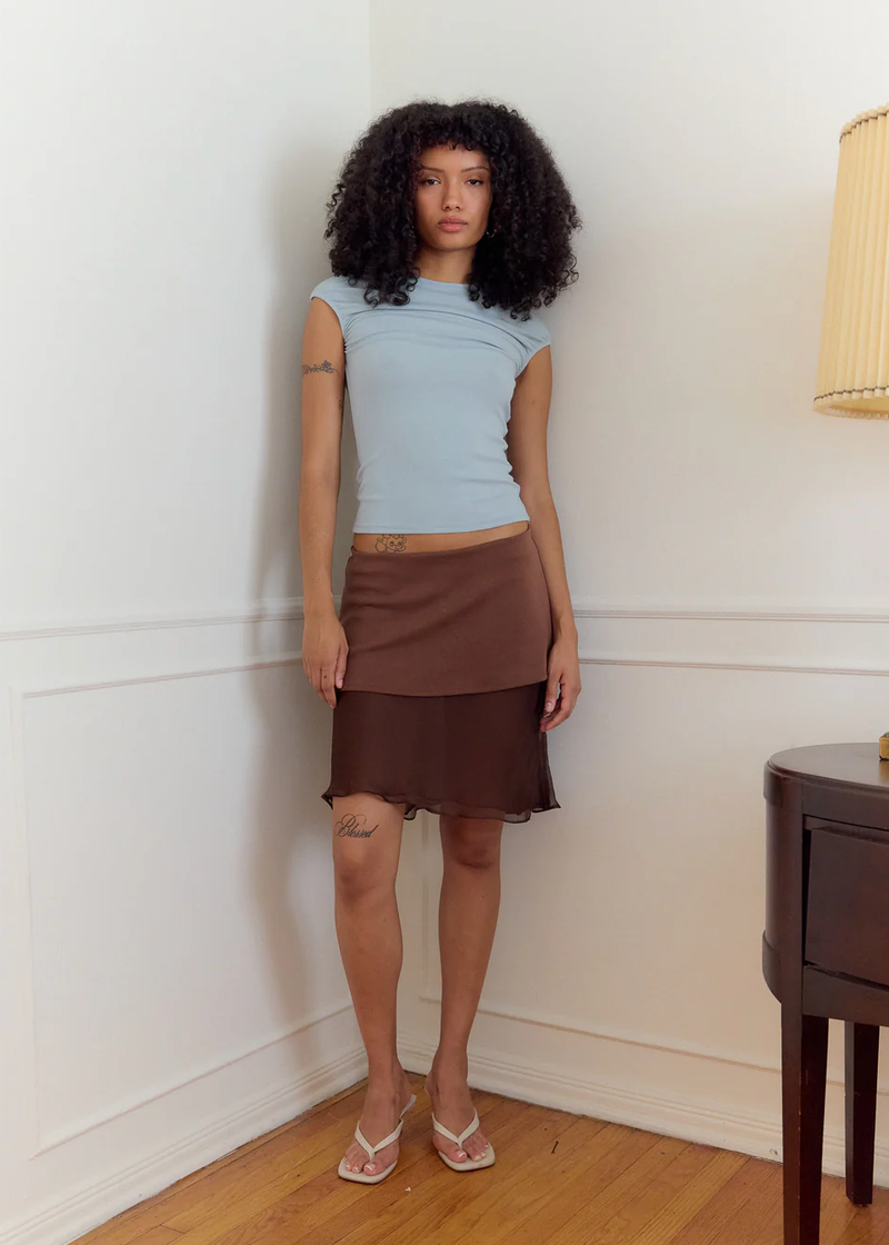 Aria Micro Skirt with Built in Shorts | Chocolate