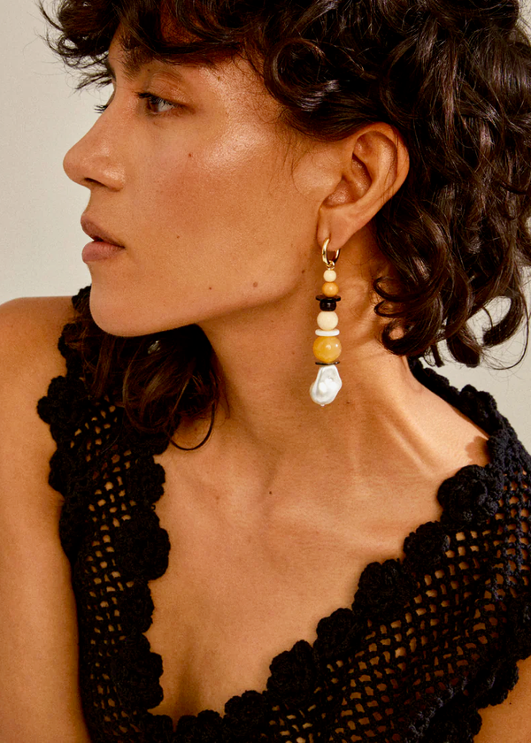 'NAILA' Beaded Drop  Earrings | Gold-Plated