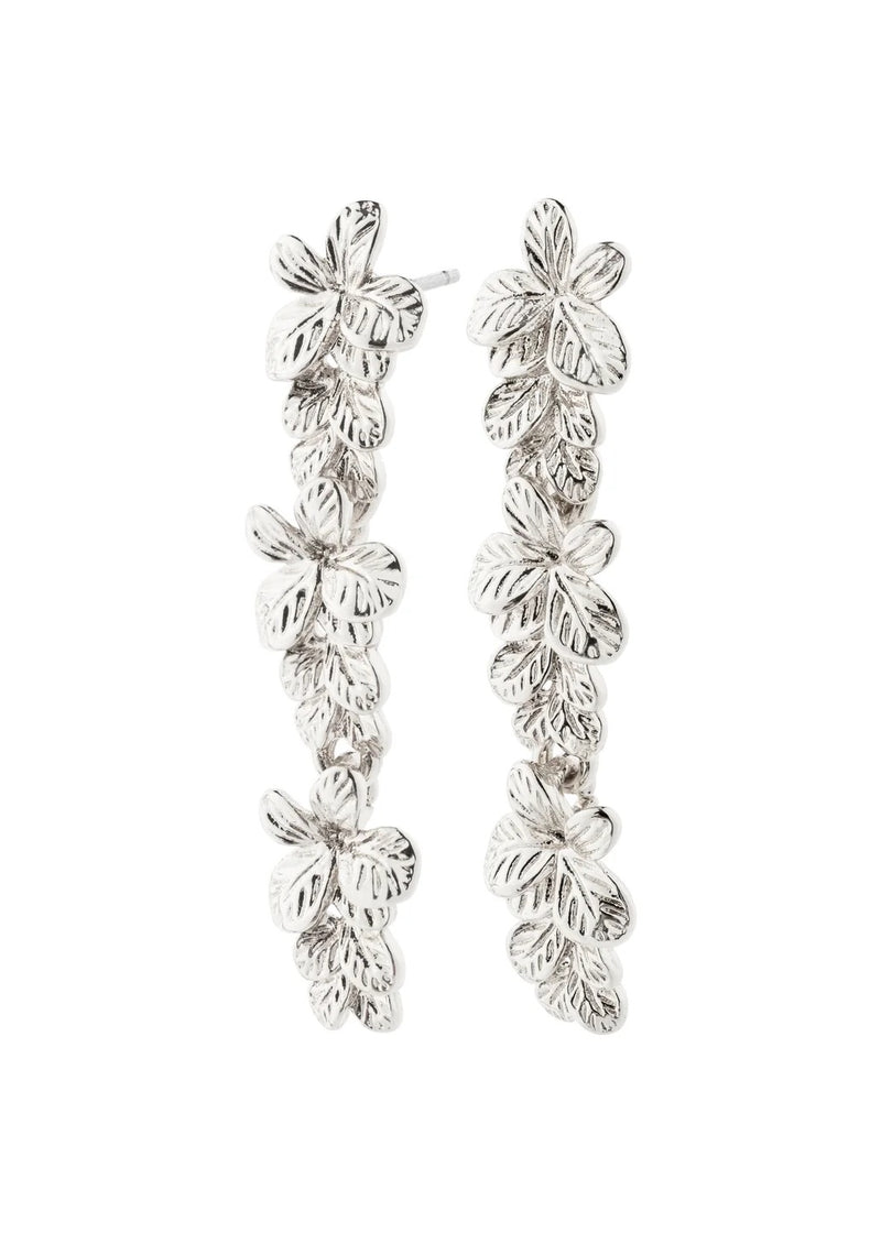 CHARMAINE Long Flower Earrings | Silver-Plated