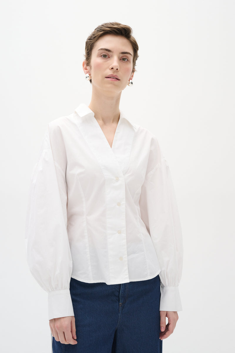 Valley Tie Poplin Shirt | White