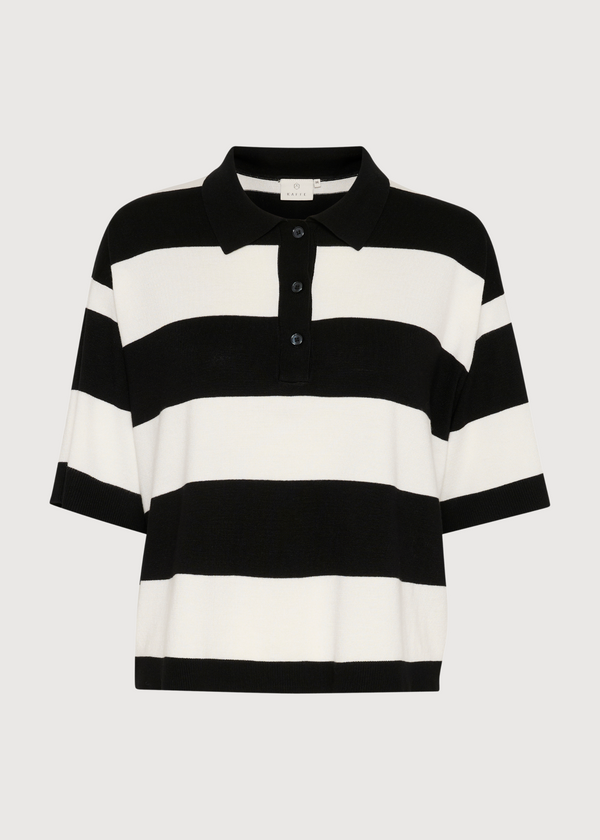 Boxy Polo Knit Top | Black