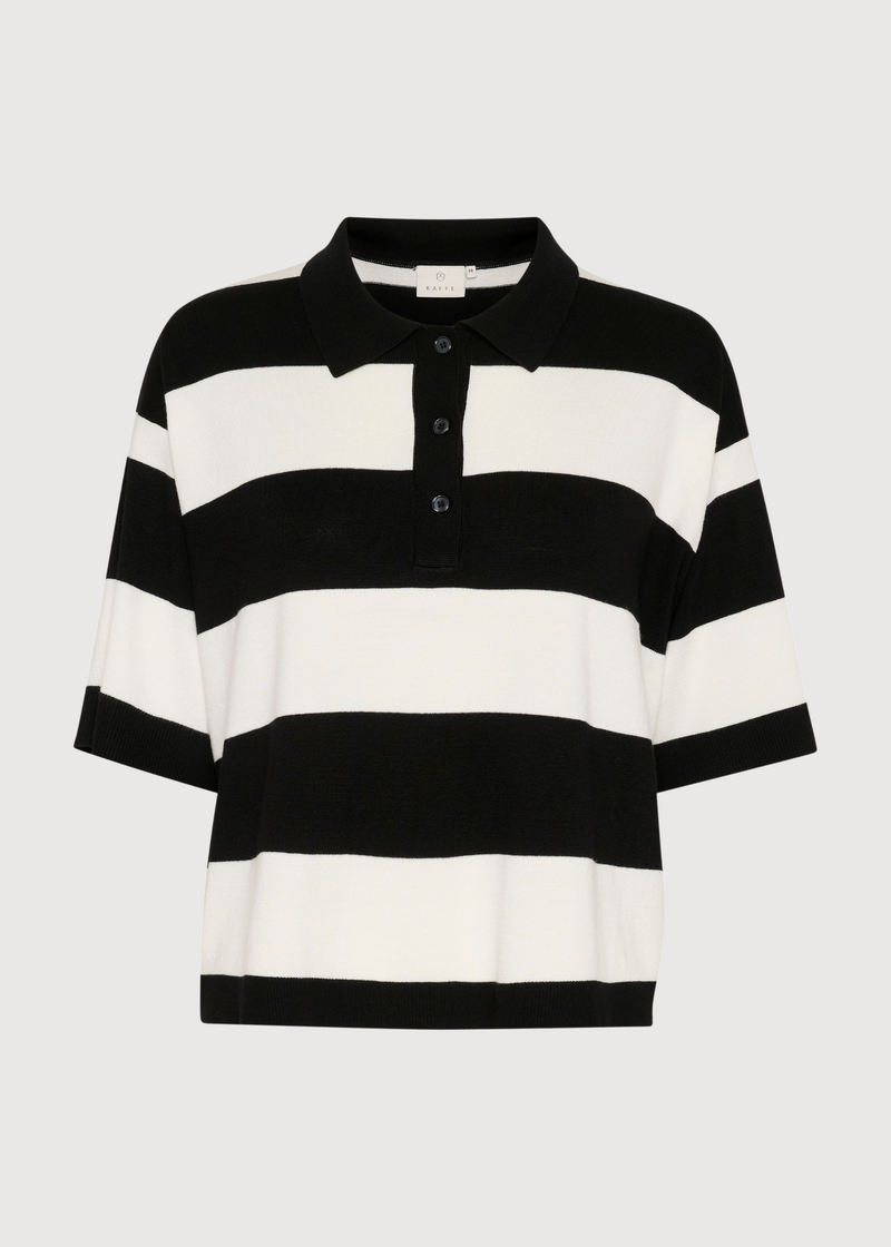 Boxy Polo Knit Top | Black