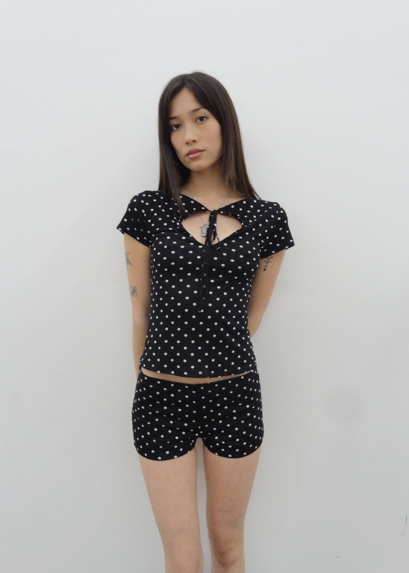 Cleo Hot Shorts | Black Polka Dot