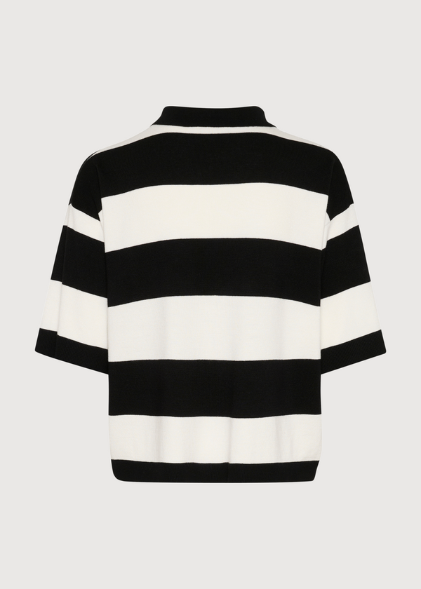 Boxy Polo Knit Top | Black