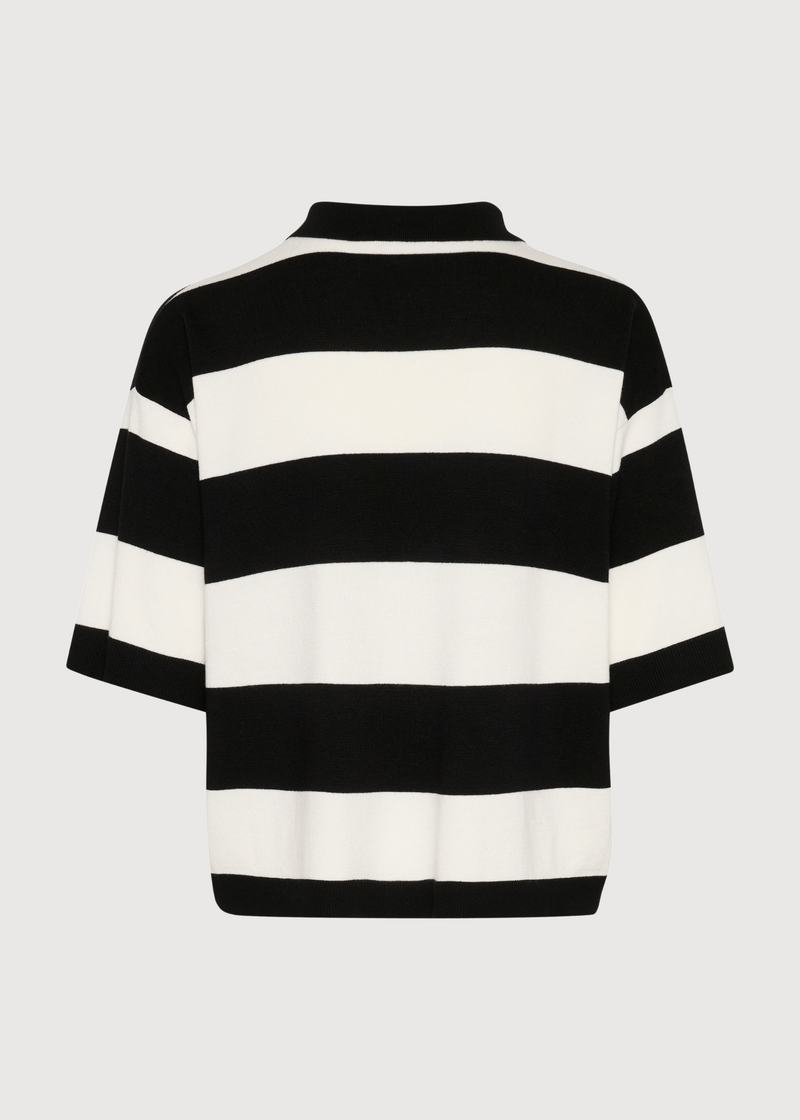 Boxy Polo Knit Top | Black