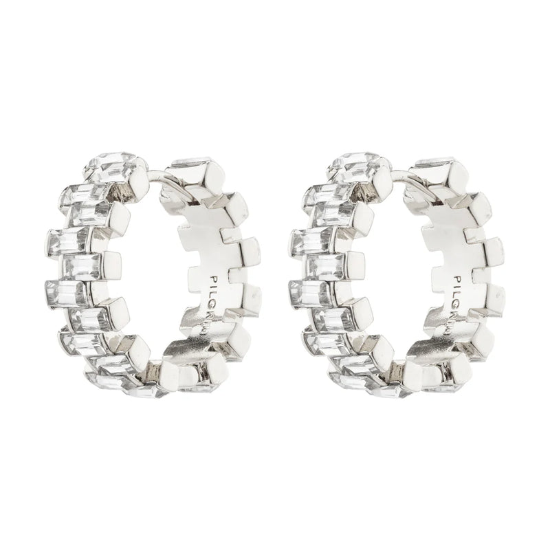 HELI Crystal Hoop Earrings | Silver-Plated