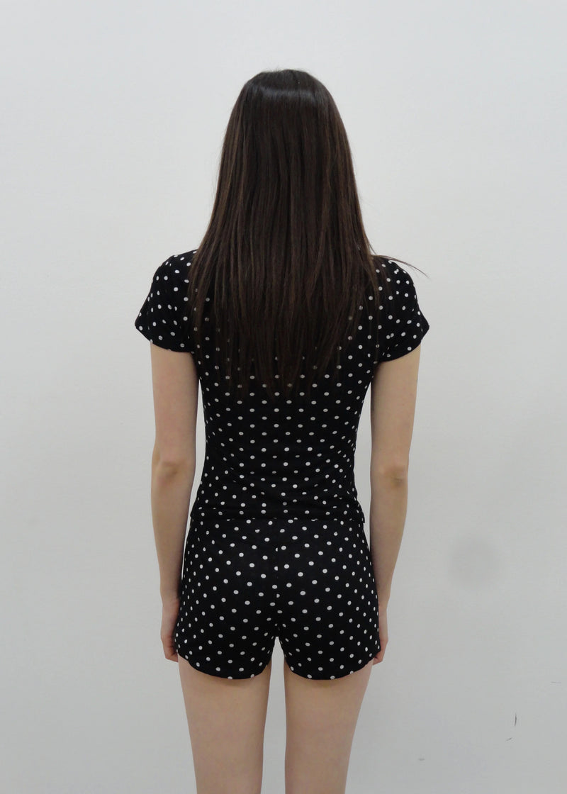 Cleo Hot Shorts | Black Polka Dot