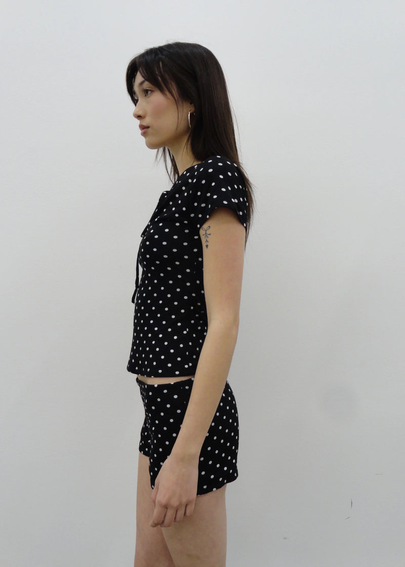 Cleo Hot Shorts | Black Polka Dot