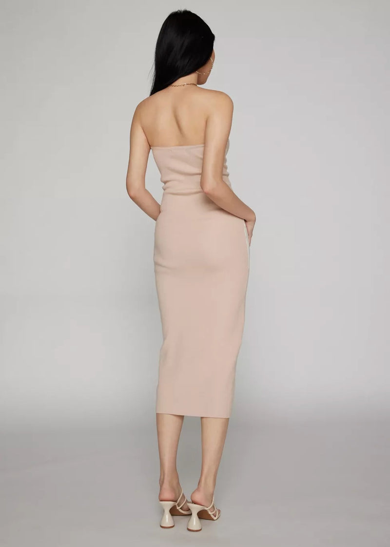 Jacquard Knit Bandeau Midi Dress