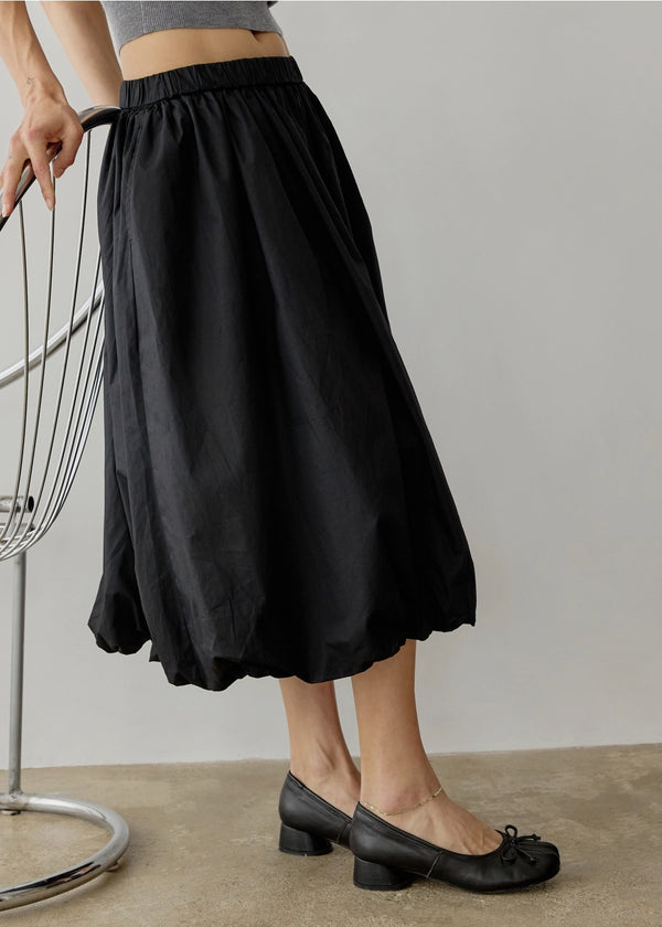 'Bella' Balloon Midi Skirt | Black