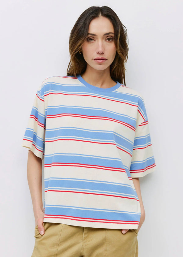 Sunny Striped Boxy Tee | Baby Blue