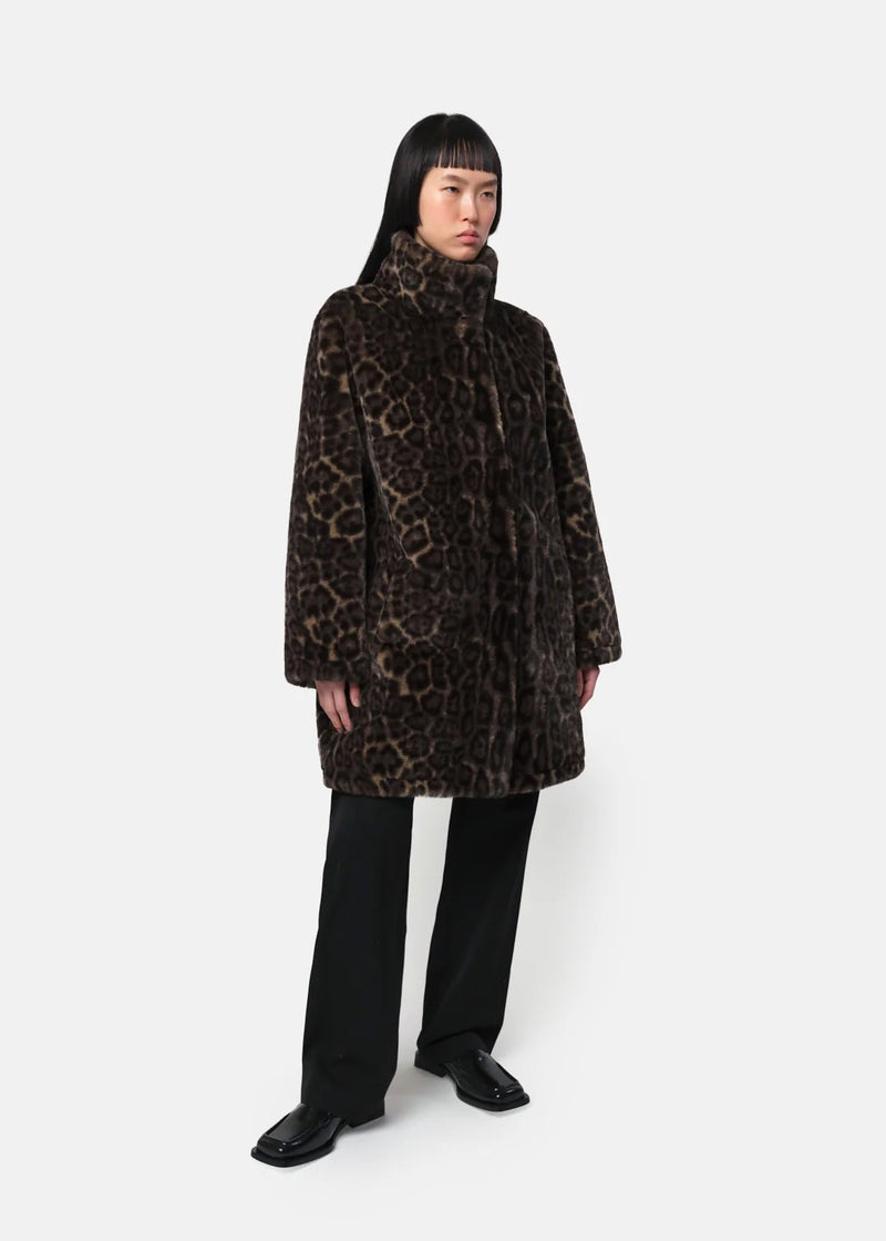Blair Faux Fur Coat | Dark Leopard