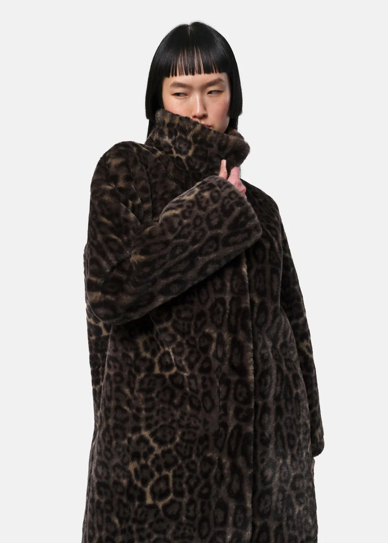Blair Faux Fur Coat | Dark Leopard