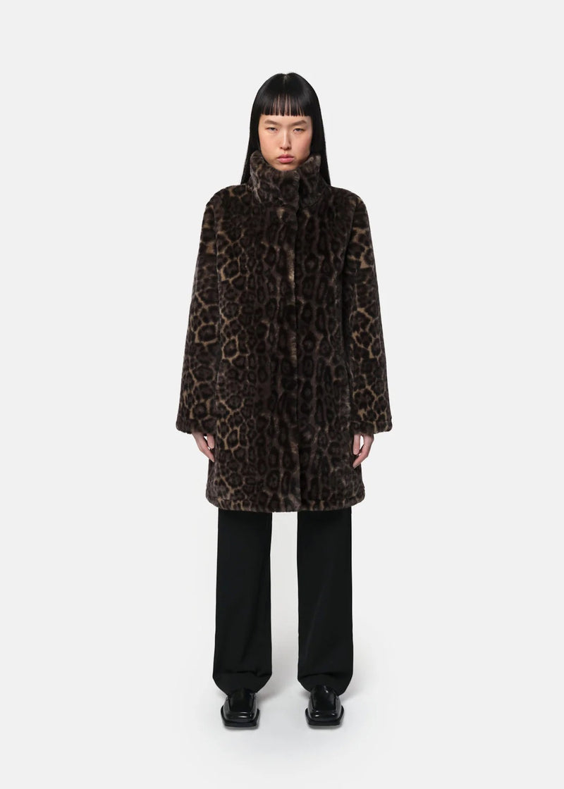Blair Faux Fur Coat | Dark Leopard