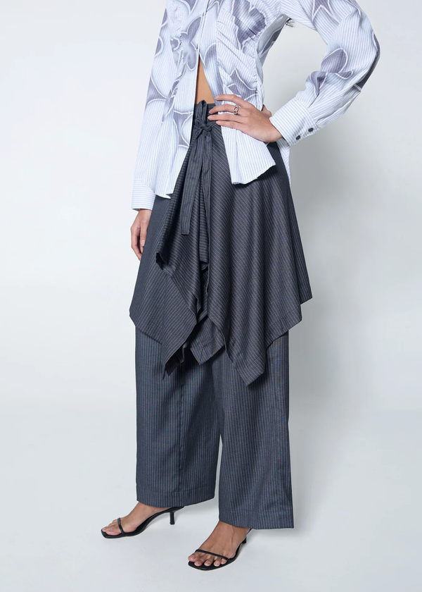 ORIGAMI SKIRT | GREY PINSTRIPE