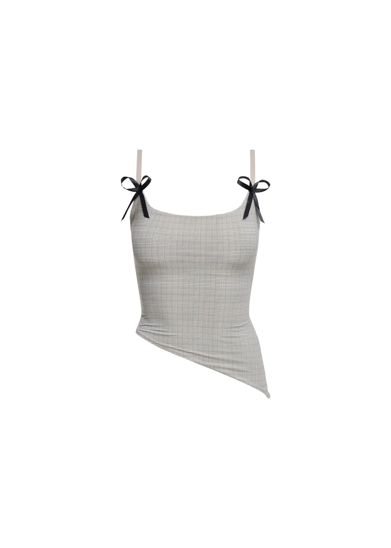 Dollhouse Asymmetric Cami |Beige Gingham