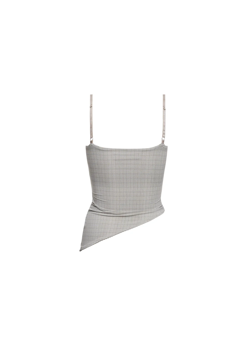 Dollhouse Asymmetric Cami |Beige Gingham