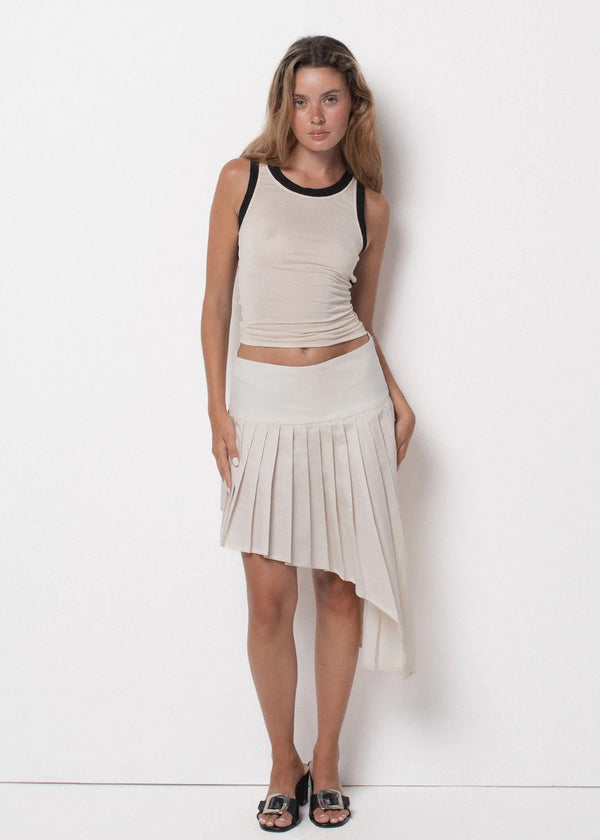 Plisse Silk Cotton Skirt