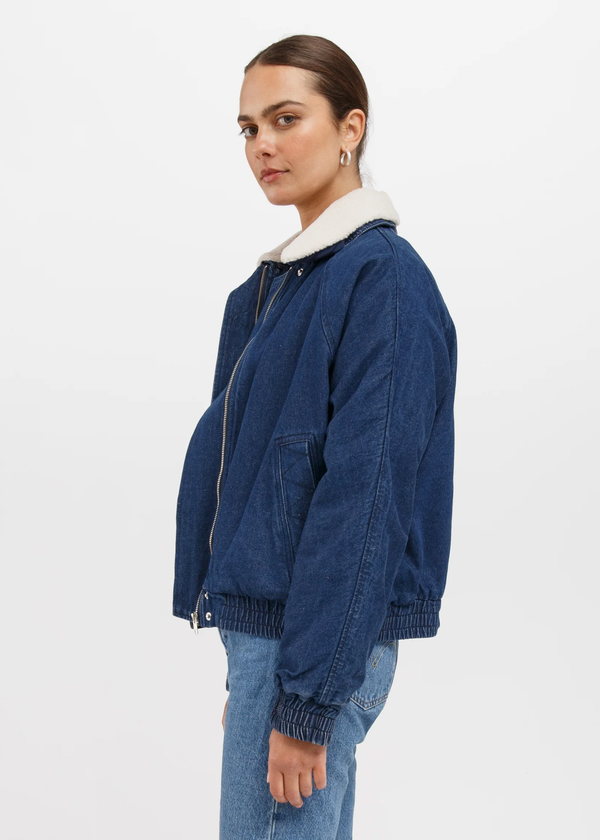 Mackenzie Denim Bomber with Removable Collar