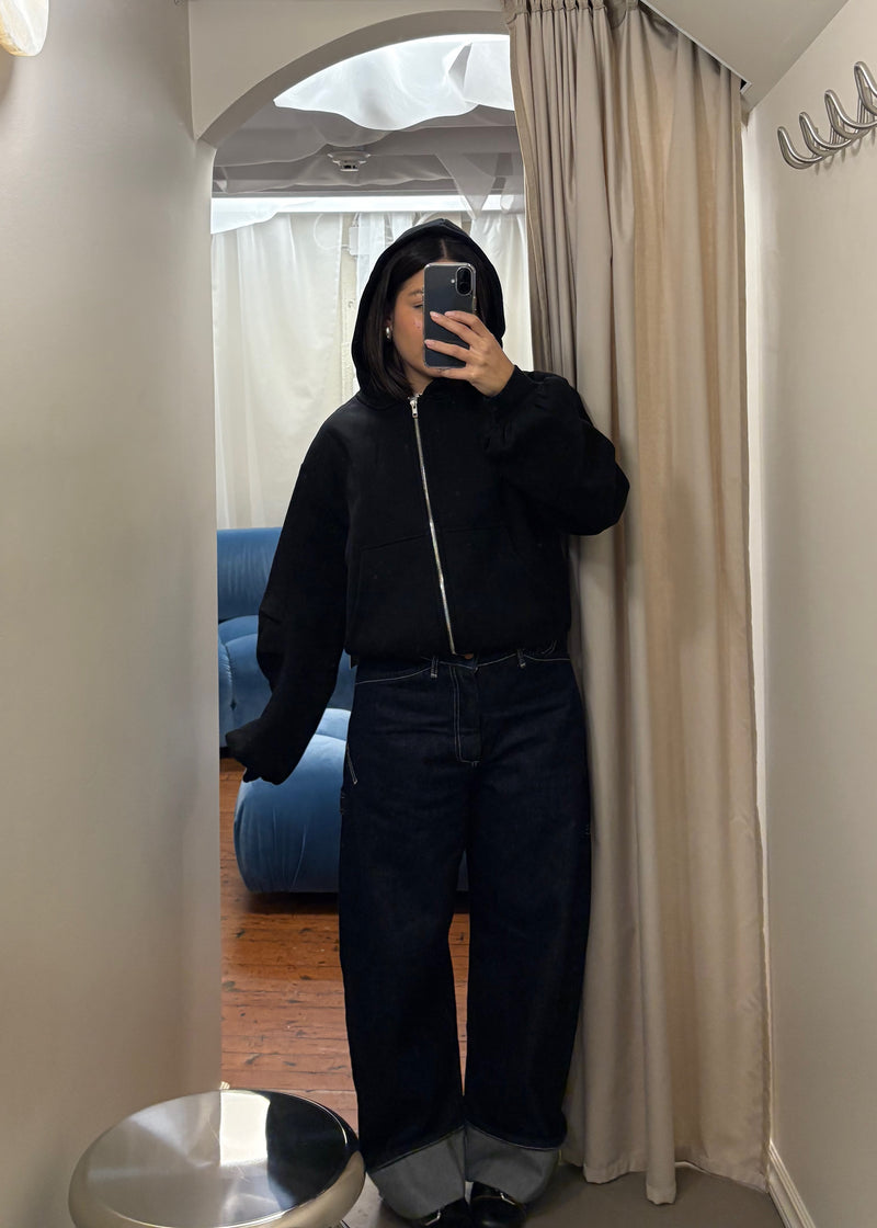 Bubble Sleeves Zip Up Hoodie