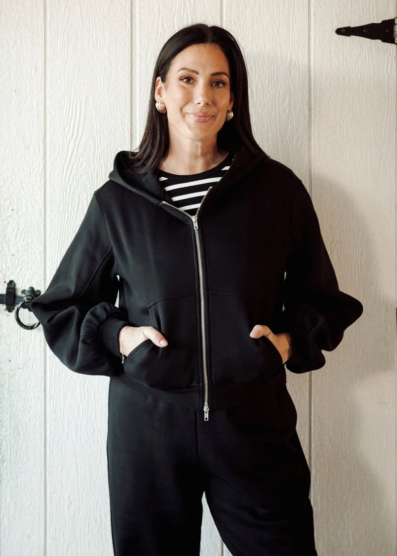 Bubble Sleeves Zip Up Hoodie