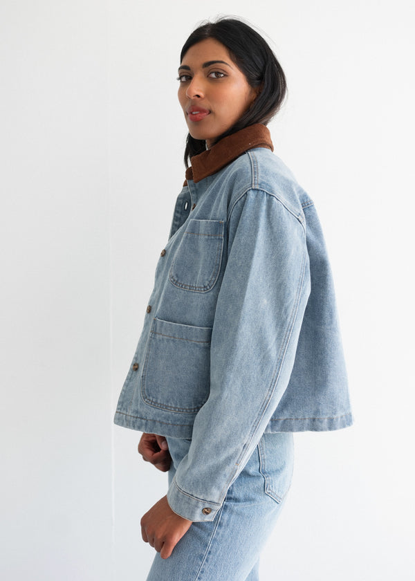 Magali Denim Jacket with Corduroy Collar