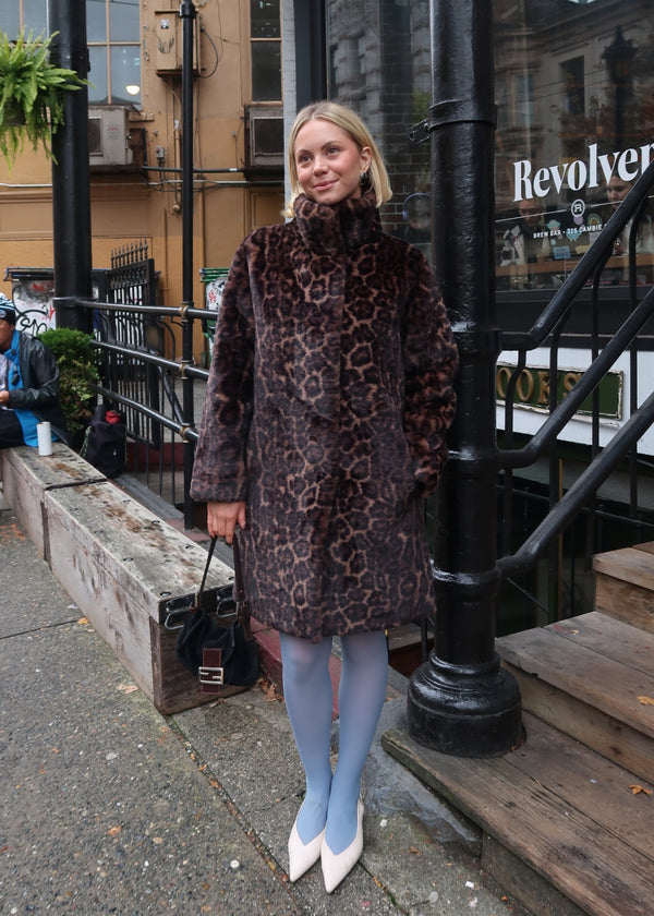 Blair Faux Fur Coat | Dark Leopard