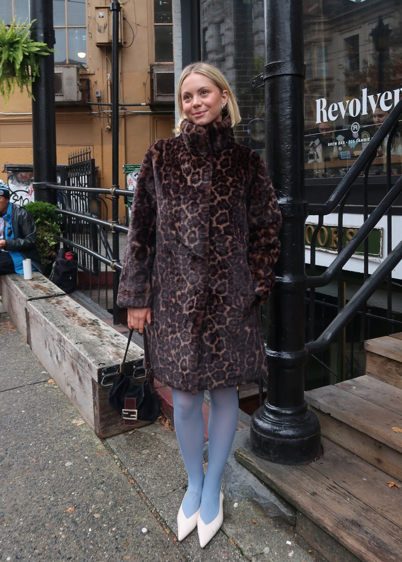 Blair Faux Fur Coat | Dark Leopard