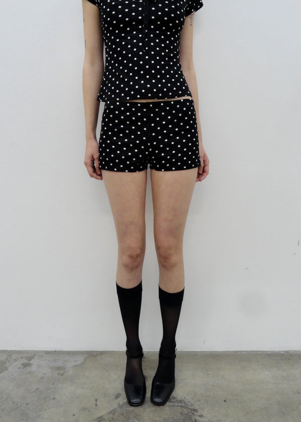 Cleo Hot Shorts | Black Polka Dot