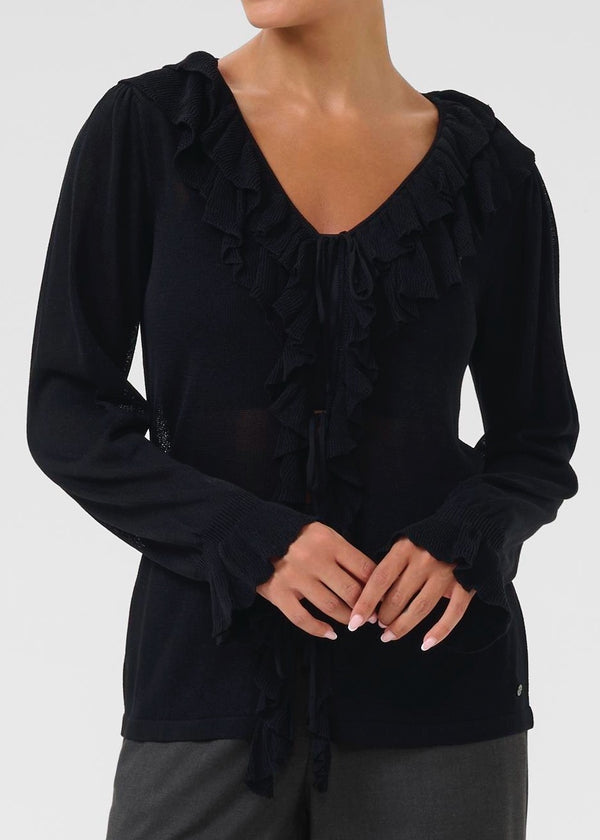 Mezzino Tie Knitted Top | Black