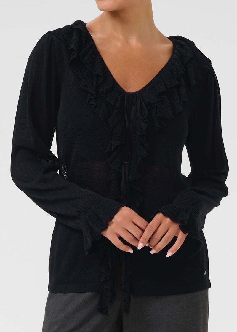 Mezzino Tie Knitted Top | Black