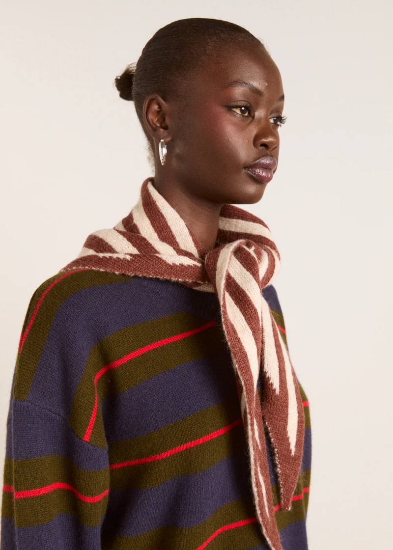 Knitted Stripe Triangle Scarf