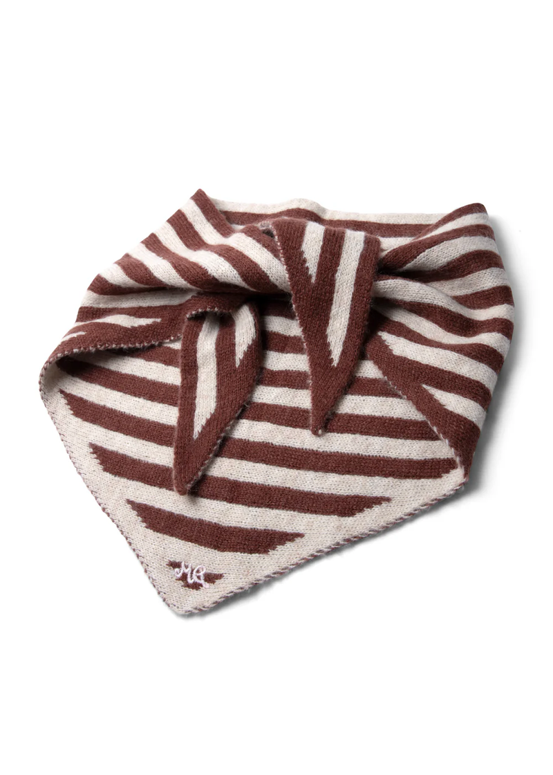 Knitted Stripe Triangle Scarf