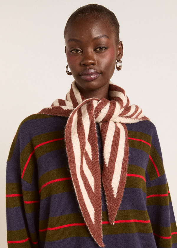 Knitted Stripe Triangle Scarf