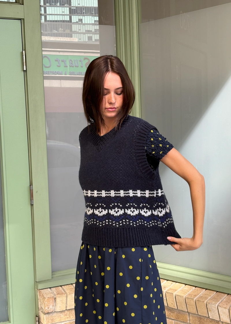 Rhona Lambswool Vest | Navy House