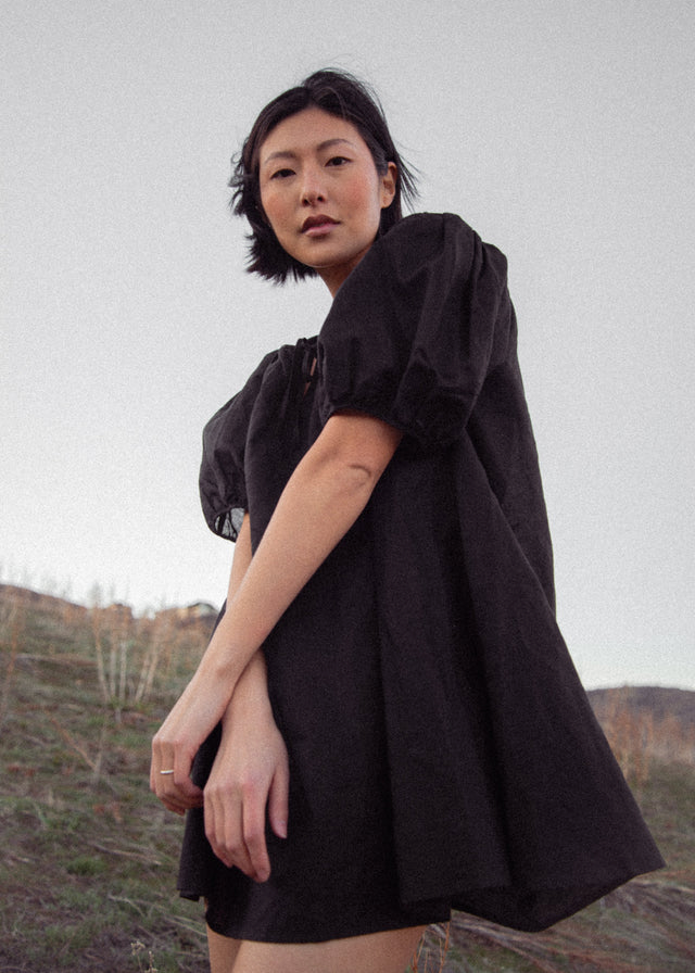 The 'Lawn' Linen Dress | Black