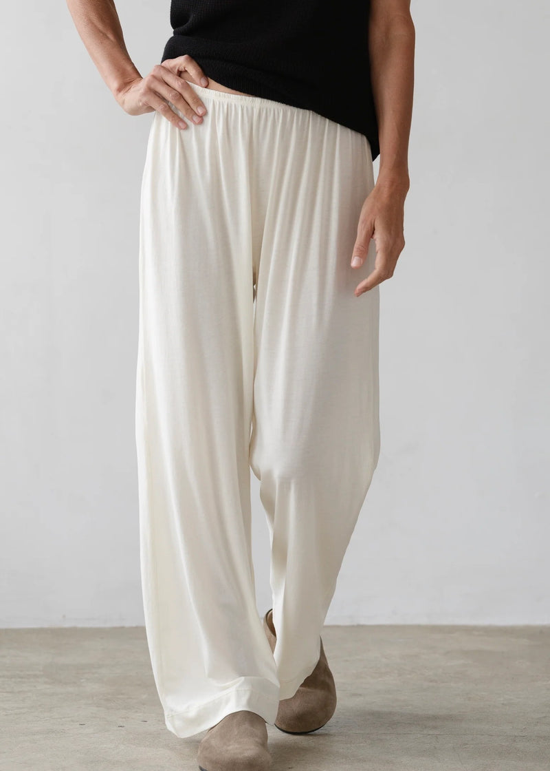 Jersey Simple Crop Pants | Creme