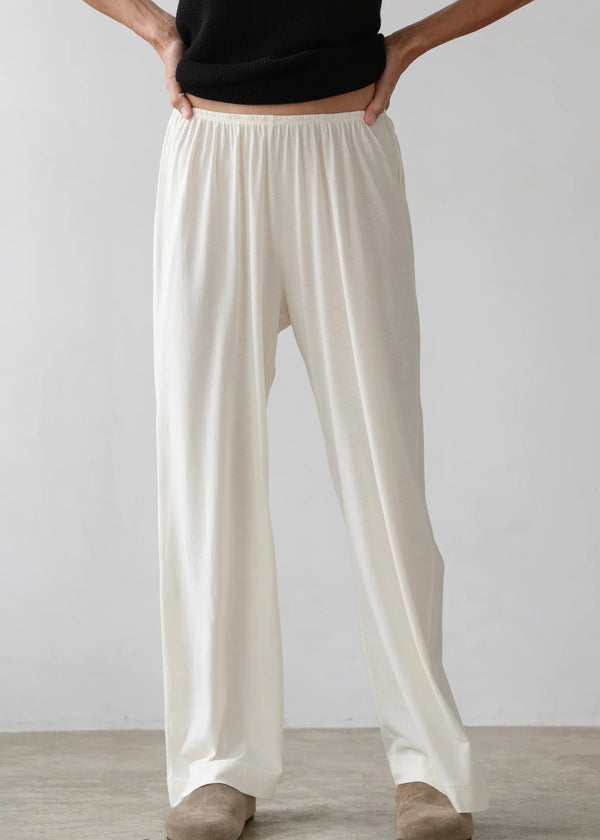 Jersey Simple Crop Pants | Creme