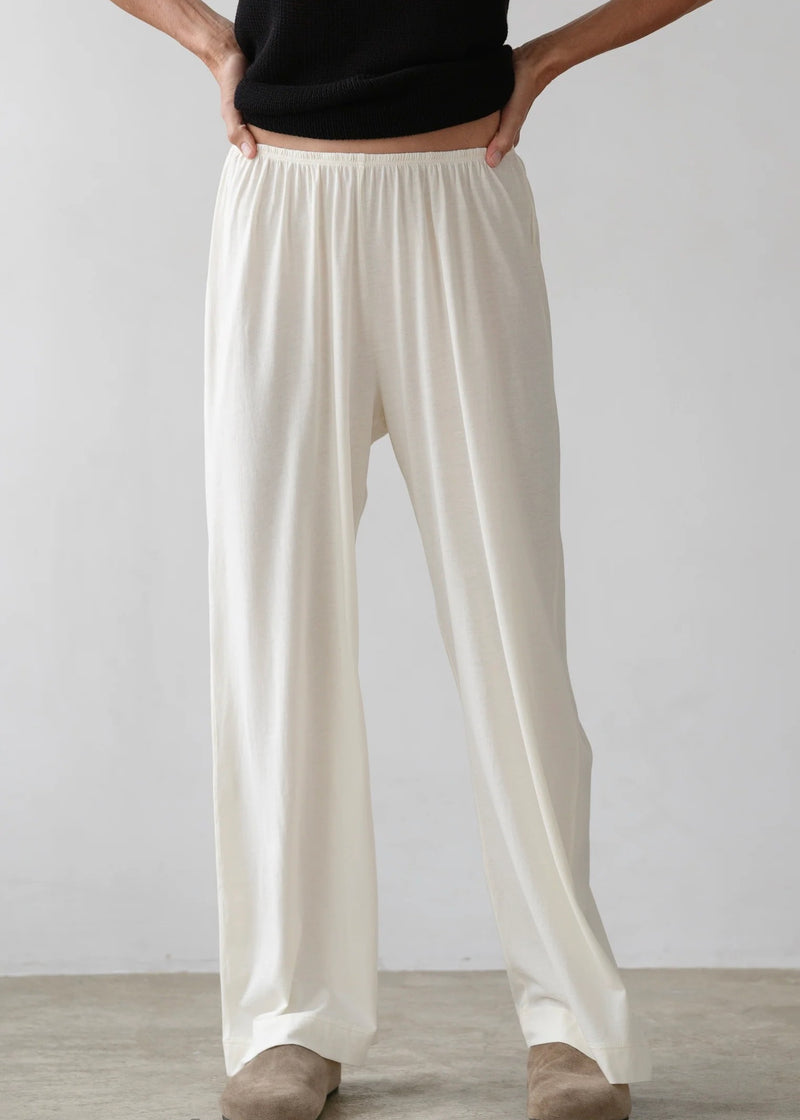 Jersey Simple Crop Pants | Creme