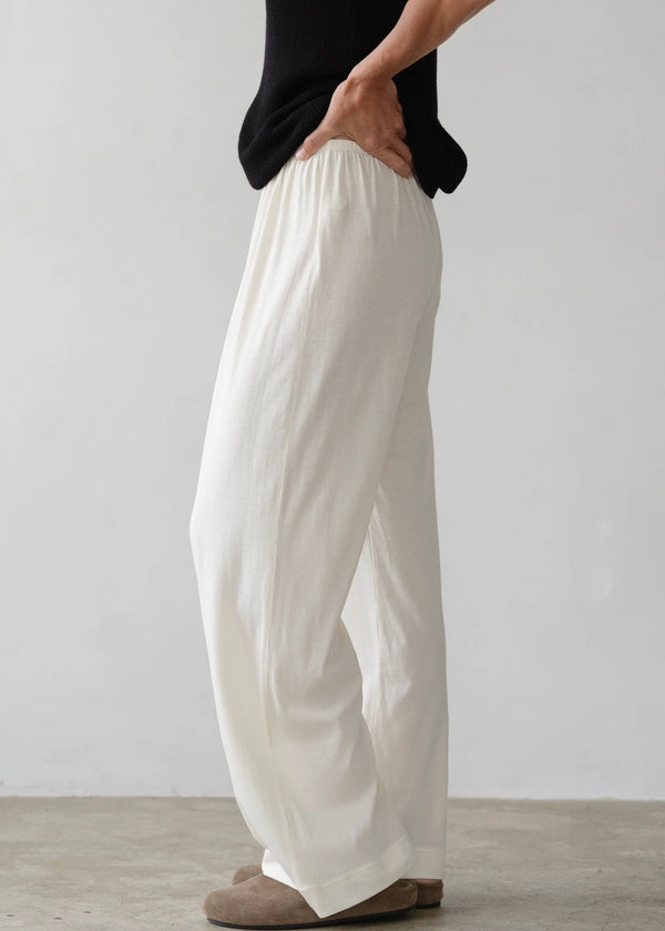 Jersey Simple Crop Pants | Creme