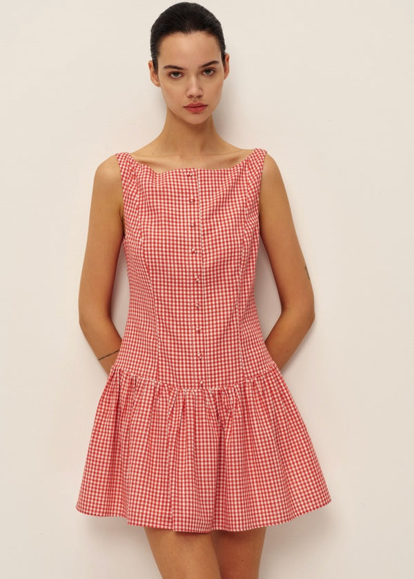 Marieka Mini Dropwaist Dress | Red Gingham