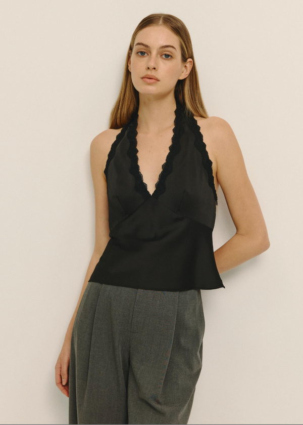 Rose Satin Halter Top