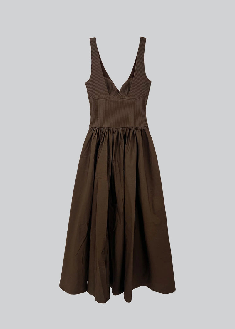 Poplin and Rib Midi Dress